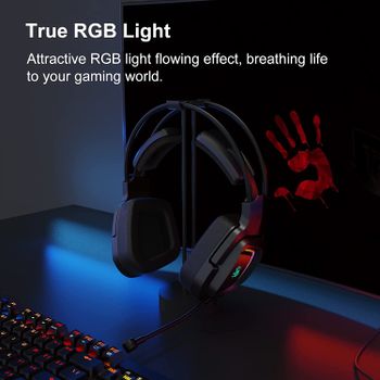 Bloody G575 Virtual 7.1 Surround Sound Gaming Headphone with RGB Light, Detachable Mic. Design, 2.0 m Braided Tangle-Free USB Cable, Ergonomic 3D Ear Pads - Black