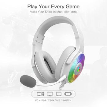 Redragon Pandora white, Virtual 7.1 RGB Gaming headset w/adapter