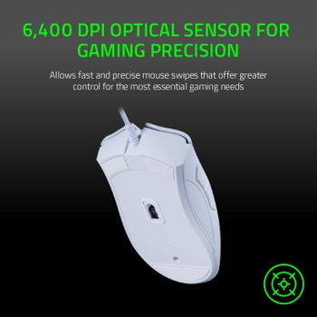 Razer DeathAdder Essential (2021) - Wired Gaming Mouse (Optical Sensor, 6400 DPI, 5 Programmable Buttons, Ergonomic Form Factor) White