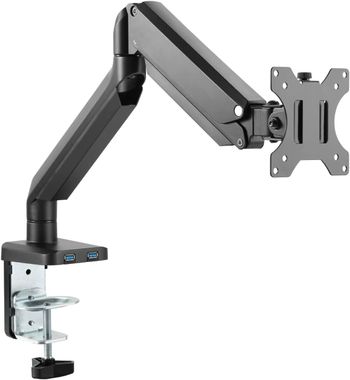 Twisted Minds 17"-32" Single Monitor Desk Mount - Adjustable Die-Cast Aluminum Gas Spring With USB 3.0- VESA/C-Clamp/Grommet/Cable Management