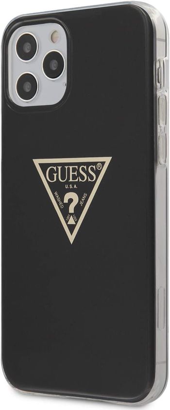 Guess PC/TPU Metallic Triangle Hard Case for iPhone 12/12 Pro (6.1") - Black