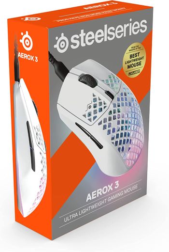 SteelSeries Aerox 3 - Super Light Gaming Mouse - 8,500 CPI TrueMove Core Optical Sensor - Ultra-lightweight 59g Water Resistant Design - Universal USB-C connectivity - Snow