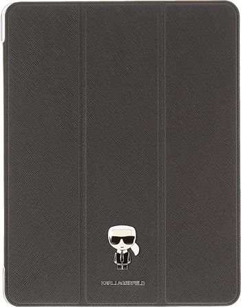 Karl Lagerfeld Pu Saffiano Ikonik Metal Folio Case For Ipad 12.9" - Black, Klfc12Okmk