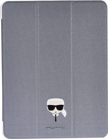 Karl Lagerfeld Pu Saffiano Karl Head Folio Case For Ipad 12.9" - Silver