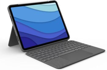 Logitech Combo Touch iPad Pro 11-inch (1st, 2nd, 3rd, 4th generation - 2018, 2020, 2021, 2022) Keyboard Case - Detachable Backlit Keyboard, Click-Anywhere Trackpad  Arabic Layout - Grey