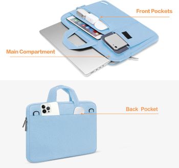 MOSISO Laptop Shoulder Bag Compatible with MacBook Air/Pro 13-13.3 Inch Notebook Compatible with MacBook Pro 14 Inch M3 M2 M1 Pro Max 2023-2021 Polyester Flapover Briefcase Sleeve Case Airy Blue