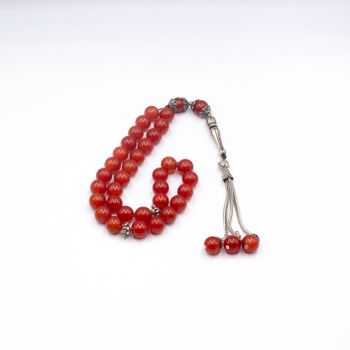 Tasbih Natural Crystal Red Carnelian Prayer Beads (10mm – 33 beads) Misbaha