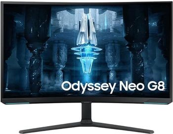 شاشة ألعاب منحنية 4K من سامسونج Odyssey Neo G8 BG850 مقاس 32 بوصة مع معدل تحديث 240 هرتز ووقت استجابة 1 مللي ثانية، وتقنية AMD FreeSync Premium Pro، وتقنية Quantum HDR 2000 - LS32BG850NMXUE