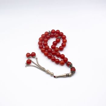 Tasbih Natural Crystal Red Carnelian Prayer Beads (10mm – 33 beads) Misbaha