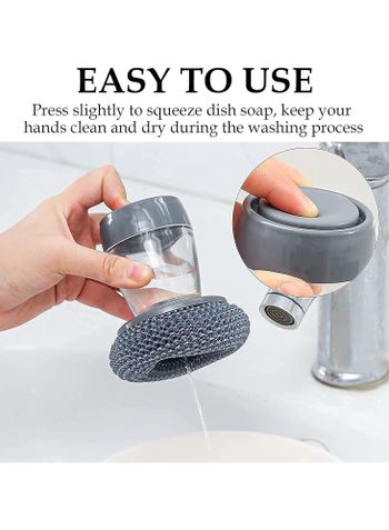 Stainless Steel Pan Sponge - Dish Soap Dispenser, Dishwasher Cleaning Brush, Pot Scan Pad, Metal Dish Scrubber, for Kitchen - Multicolour