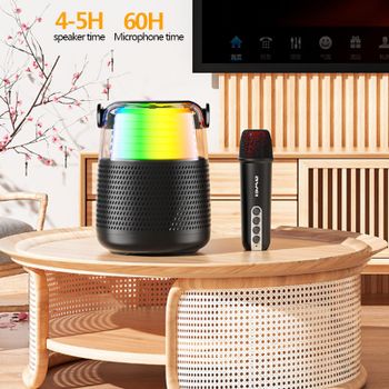 AWEI Y387 Portable Bluetooth Karaoke Speaker 12W Rgb Light With 1 Wireless Mic Long Battery Life Suport Tf Card,Aux