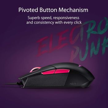 ASUS Optical Gaming Mouse - ROG Strix Impact II Electro Punk Edition | 6,200 DPI Sensor | Wired Gaming Mouse for PC | Ultimate Comfort | Aura Sync RGB, Armoury II