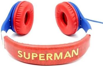 SUPERMAN Kids Wired Headphone with Mic Save Audio 85dB Blue