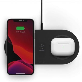 Belkin BoostCharge Wireless Charging Stand 15W (Qi Fast Wireless Charger for iPhone, Samsung, Pixel, more) - Black