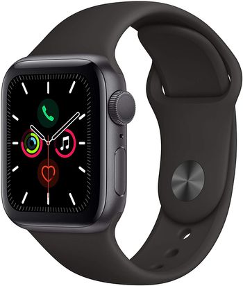 Apple Watch Series 5 (44mm, GPS) Space Gray Aluminum Case with Black Sport Band