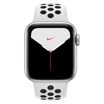 Apple Watch Nike Series 5 (44mm, GPS)- Silver Aluminum Case with Pure Platinum Black Nike Sport Band