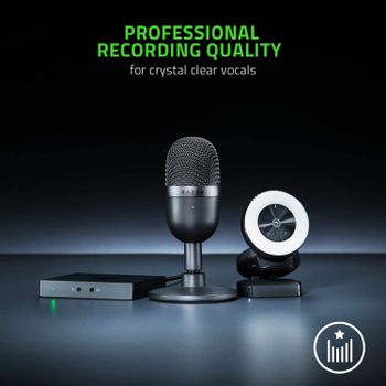 Razer Seiren Mini Ultra Compact Condenser Microphone - Ultra-Precise Supercardioid Pickup Pattern, Professional Recording Quality, Ultra-Compact Build, Shock Resistant - Black