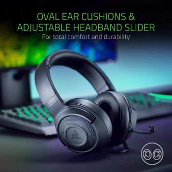 Razer Kraken X Ultralight Gaming Headset: 7.1 Surround Sound - Lightweight Aluminum Frame - Bendable Cardioid Microphone - PC, PS4, PS5, Switch, Xbox One, Xbox Series X & S, Mobile - Black