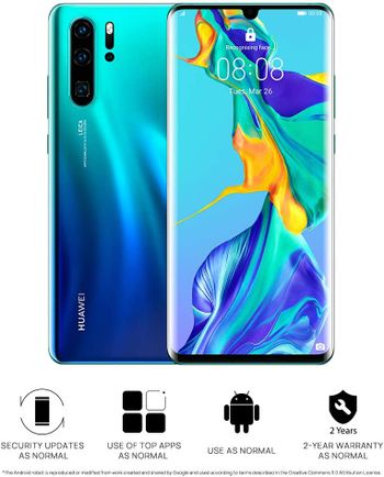 Huawei P30 Pro Single Sim, 6GB Ram 128 GB ROM, Breathing Crystal Light Blue