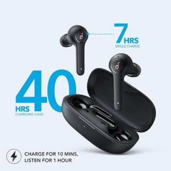 Anker Soundcore Life P2 Wireless Earbuds with 4 Microphones, cVc 8.0 Noise Reduction, Graphene Drivers for Clear Sound, USB C, 40H Playtime, IPX7 Waterproof - Black