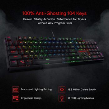 Redragon K582 SURARA RGB LED Backlit Mechanical Gaming Keyboard with104 Keys-Linear and Quiet-Brown Switches