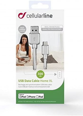 Cellularline usbdatamfiiph3mw 3 M USB Cable for Mobile Phone, Mobile Phone Cables White Light 90 mm; 34 mm; 195 mm (128g)