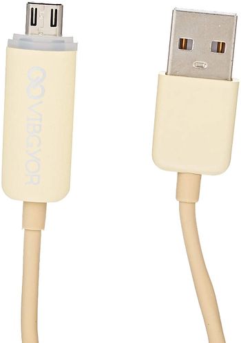 Vibgyor Led Micro Usb Cable - Beige