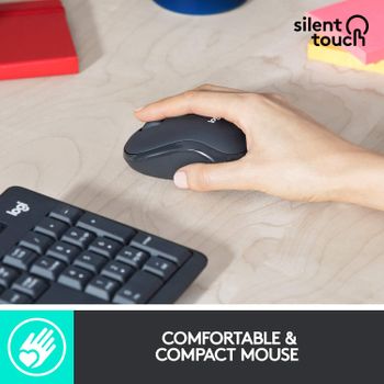 Logitech MK295 Wireless Mouse & Keyboard Combo – SilentTouch Tech, Full Numpad, Advanced Optical Tracking, Nano USB Receiver, Lag-Free Wireless, 90% Less Noise, ARA - Grey