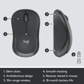 Logitech MK295 Wireless Mouse & Keyboard Combo – SilentTouch Tech, Full Numpad, Advanced Optical Tracking, Nano USB Receiver, Lag-Free Wireless, 90% Less Noise, ARA - Grey