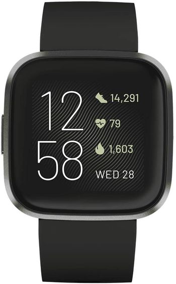 Fitbit Versa 2 (NFC), Health and Fitness Smartwatch with Heart Rate, Music, Sleep and Swim Tracking, One Size (S and L Bands Included) - Black/Carbon