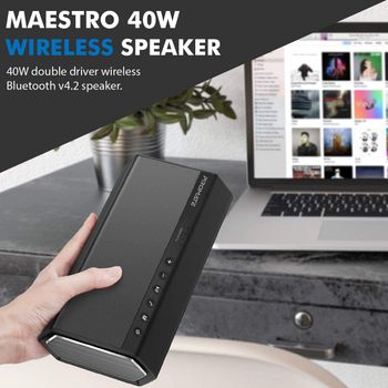 Promate Portable Wireless Speaker, Premium Stereo Sound 40W Bluetooth Speaker with Powerful 20W Subwoofer, Dual Tweeter, 3.5mm Jack, Micro SD Card Slot and Built-In Mic, Maestro