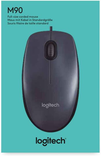 Logitech M90 Wired USB Mouse, 1000 DPI Optical Tracking, Ambidextrous PC / Mac / Laptop -One -Size Black