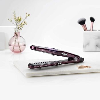 BaByliss Steam Lustre Professional Hair Straightener - Advanced Ceramic 36mm Broad Heating Plate - 5 Heat Settings From 170-210°C - 360° Surround Steam Technology For Smooth Hair - ST595SDE - Silver