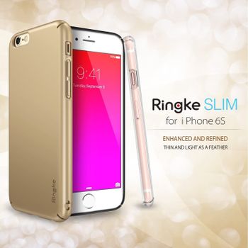 جراب أنيق من سلسلة Ringke لهاتف iPhone 6S / 6 من Rearth وواقي شاشة من Ozone ذهبي