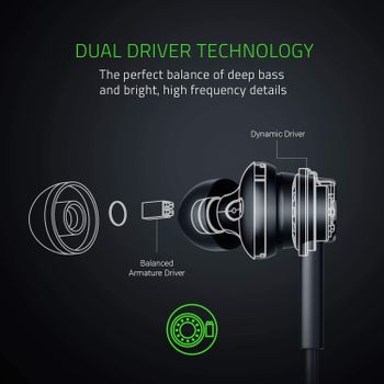 Razer Hammerhead Duo - Stereo Headset, Durable Aluminum Frame, Frustration-Free Braided Cables with Convenient in-line Microphone - Black