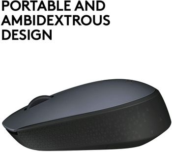 Logitech M170 Wireless Mouse, 2.4 GHz with USB Nano Receiver, Optical Tracking, 12-Months Battery Life, Ambidextrous, PC / Mac / Laptop - Grey