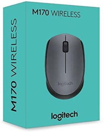 Logitech M170 Wireless Mouse, 2.4 GHz with USB Nano Receiver, Optical Tracking, 12-Months Battery Life, Ambidextrous, PC / Mac / Laptop - Grey