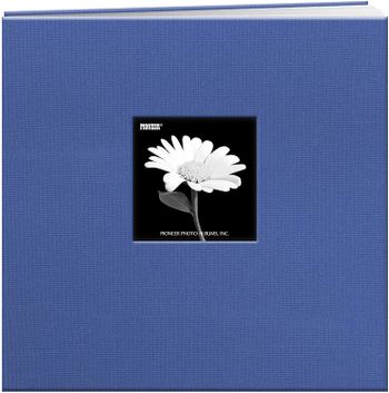 Pioneer 12-Inch by 12-Inch Book Cloth Cover Postbound Album with Window, Cobalt Blue