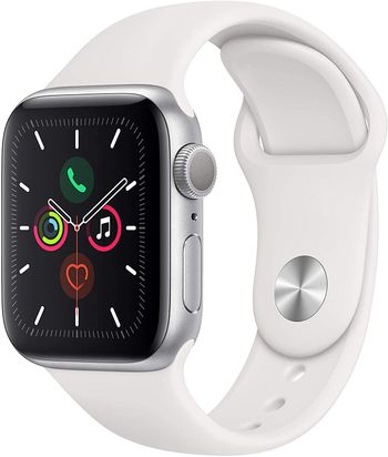 Apple Watch Series 5 (GPS + LTE، 44mm) - هيكل من الألمنيوم باللون الرمادي الفلكي مع حزام رياضي أسود