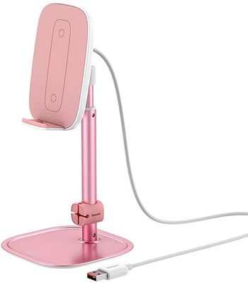 Baseus Literary Youth Desktop Bracket Telescopic + Wireless Charging Rose gold