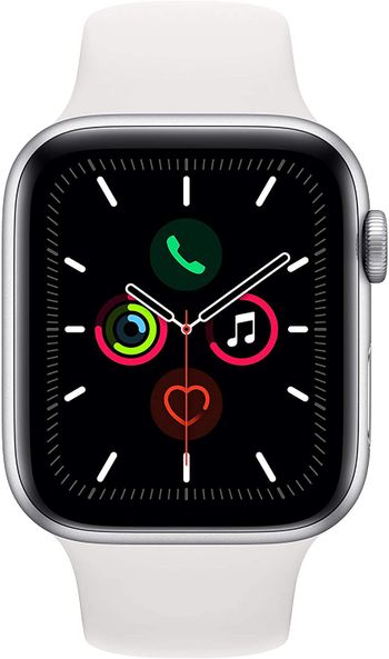 Apple Watch Series 5 (GPS + LTE، 44mm) - هيكل من الألمنيوم باللون الرمادي الفلكي مع حزام رياضي أسود