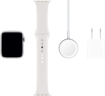 Apple Watch Series 5 (GPS - 44mm) Silver Aluminum Case with White Sport Band