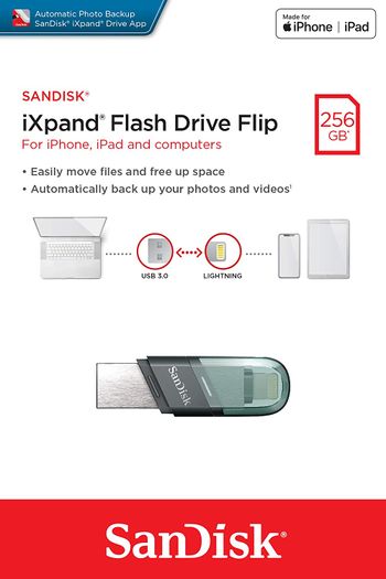 Sandisk 256GB Ixpand Flash Drive Flip Usb 3.1 Generation 1 For Iphone/Ipad Sdix90N 256G Gn6Nn Gn6Ne - Black