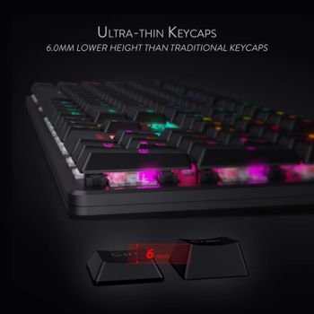 لوحة مفاتيح ميكانيكية بإضاءة خلفية RGB من Redragon K589، رفيعة جدًا وخفيفة، 104 مفاتيح مضادة للانعكاس، مفتاح أحمر خطي وهادئ