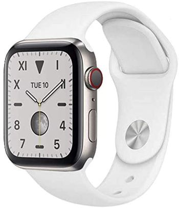 Apple Watch Series 5 (GPS + Cellular, 44mm) Titanium Silver Case with White Sport Band