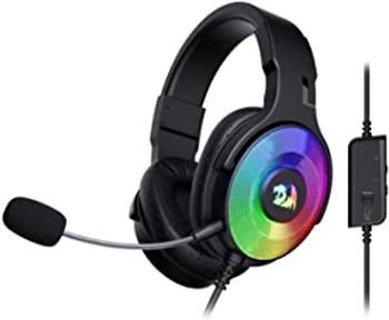 سماعة رأس سلكية للألعاب من ريدراجون H350 Pandora RGB - إضاءة خلفية ديناميكية - صوت محيطي - مشغل 50 مم - ميكروفون قابل للفصل، سماعات رأس فوق الاذن تعمل لأجهزة الكمبيوتر الشخصي / PS4 / XBOX One/NS