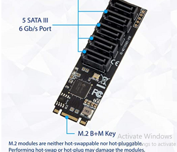 M.2 22x42 to SATA III 2 Ports Adapter Card (Jmicro Chipset) , Add Two SATA 3.0 Devices to any M.2 2242 Slot SI-ADA40141