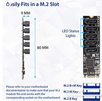 M.2 22x42 to SATA III 2 Ports Adapter Card (Jmicro Chipset) , Add Two SATA 3.0 Devices to any M.2 2242 Slot SI-ADA40141