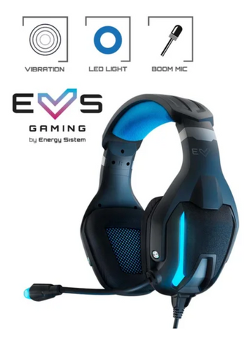 ESG 5 Vibration & Shock Headset with LED Lighting and Blue Fabric Ear Cushions /Blue Black