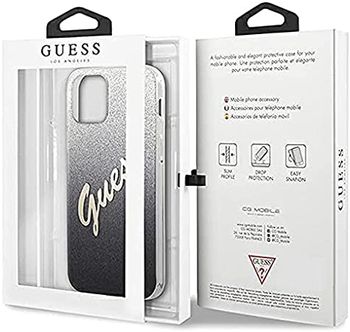 Guess PC/TPU Script Glitter Hard Case for iPhone 12 Mini (5.4") - Gradient Black